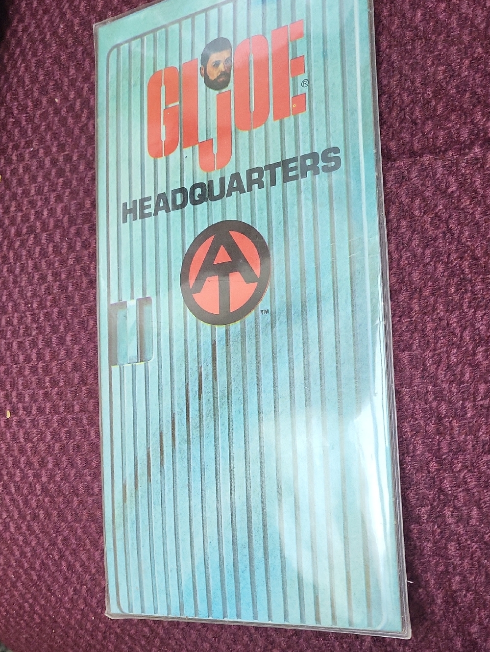 Vintage GI JOE Headquarters Playset Door Panel - Blue with Red Logo